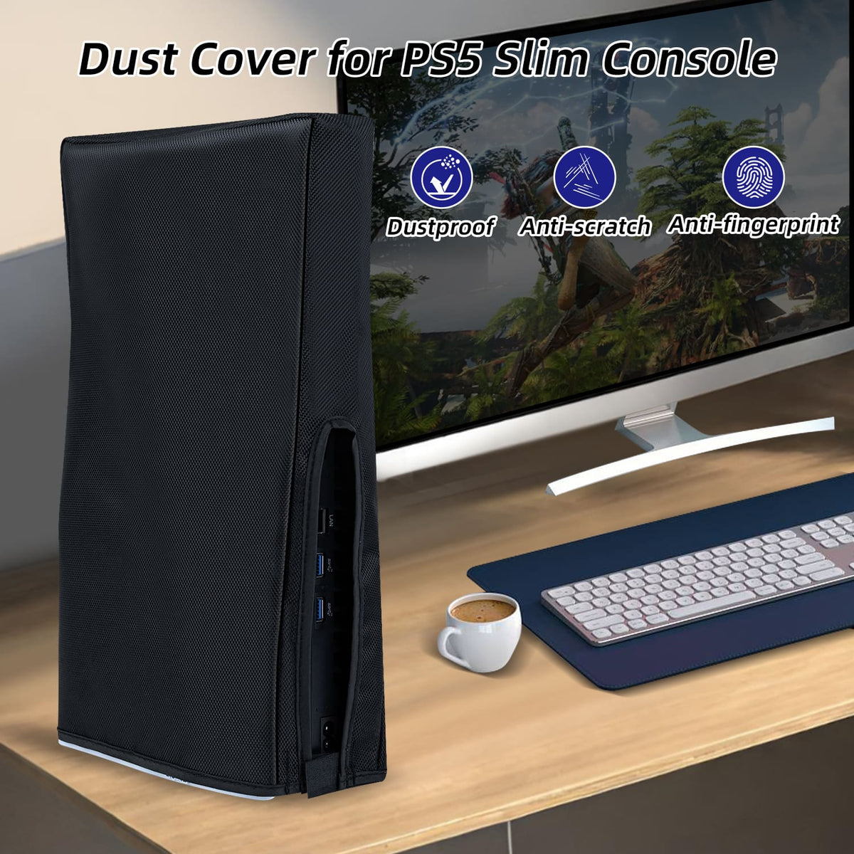  for PS5 Slim Dust Cover, Dustproof Shell Protective Sleeve for  PS5-Slim Disc & Digital Console, Oxford Cloth Anti-Scratch Waterproof Easy  Access Cable Port (Horizontal Black) : Electronics