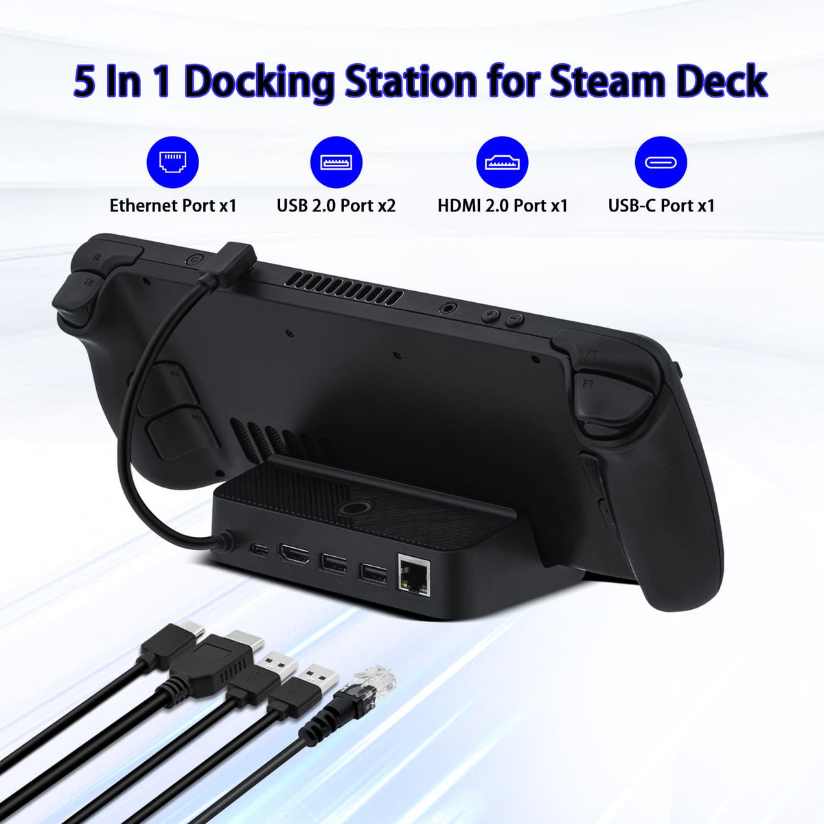 Steam Deck Dock With Rgb Led Light, Docking Station For Steam Deck, 5-in-1 Steam  Dock With Gigabit Ethernet, Hd 2.0