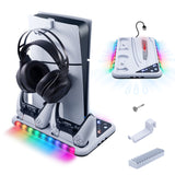 DOBE Multifunctional RGB Cooling Stand with Headphone Hook for PS5/PS5 Slim Console-White(TP5-3557)