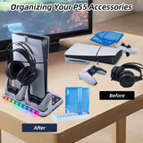 DOBE Multifunctional RGB Cooling Stand with Headphone Hook for PS5/PS5 Slim Console-White(TP5-3557)