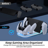 Ipega 3 In 1 Charging Station for PS5 Portal/PS5 Controller-White(PG-P5P03)