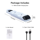 DOBE RGB Controller Charging Dock  For PS5 Slim  White（TP5-3597）