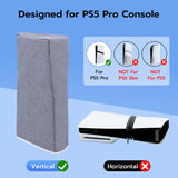 Cationic Polyester Fabric Dust Cover with Cutout for PS5 Pro Gaming Console(Vertical-Gray)