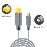 2 Meters Type C Power Charge Cable for Wii U-Gray