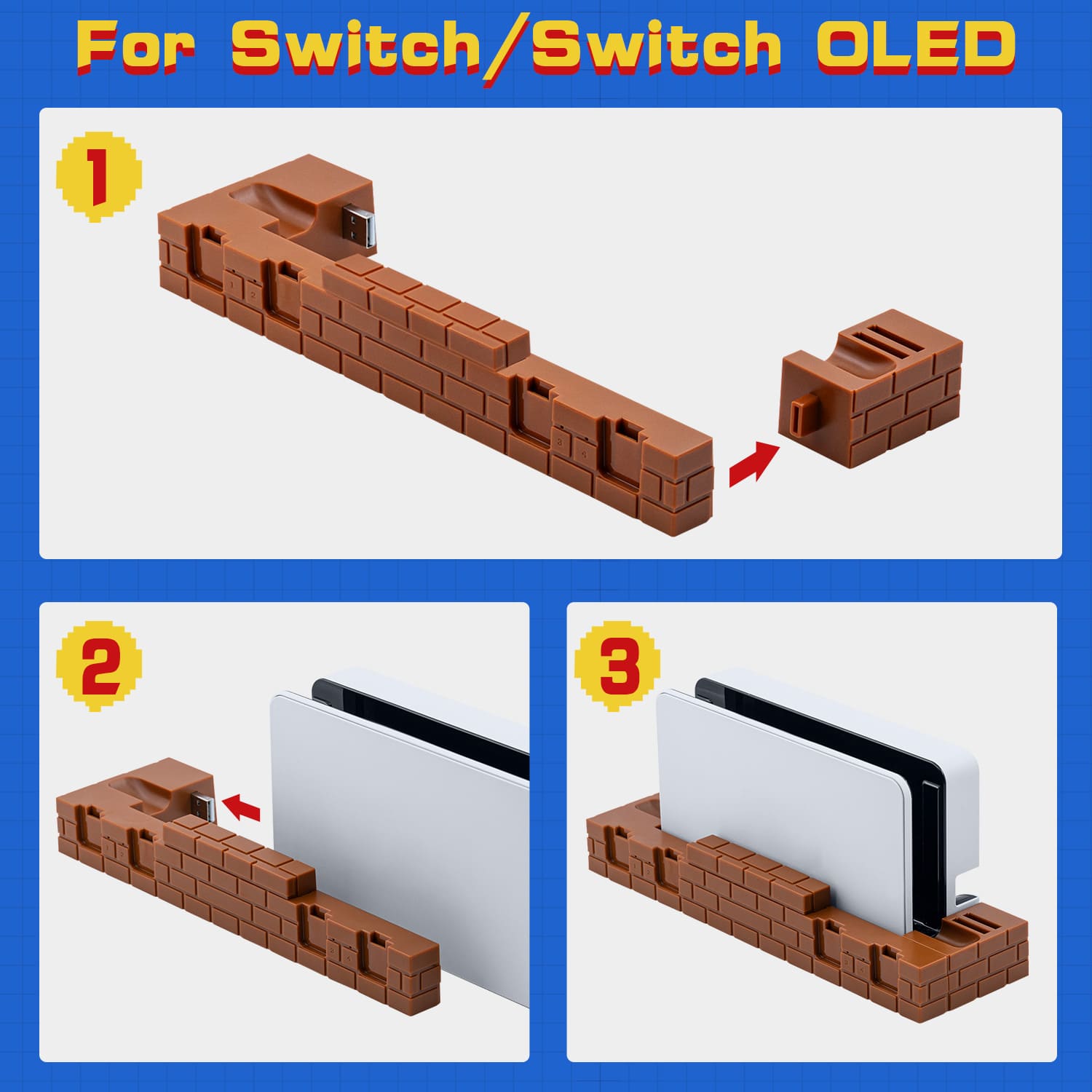 Powerwave Switch Joy-Con Charging Dock - Retro Bricks