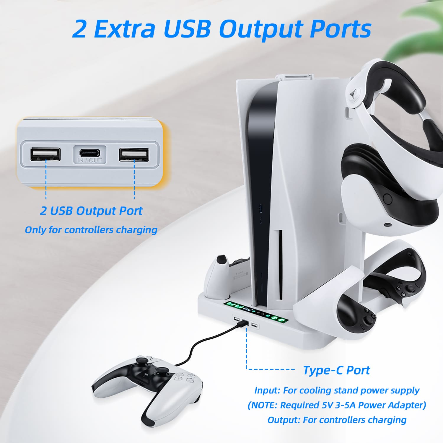 for PS5 Console Multi-function Cooling Stand for PS VR2/PS5 Controllers  Charging with Display Light Store Headset and Earphones - AliExpress